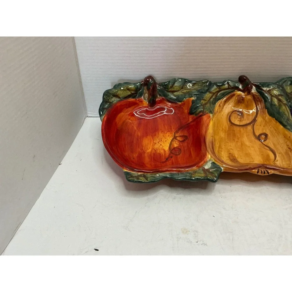 Tabletops Unlimited Ceramica Classica Venetian Fruit Serving Tray Hand Painted